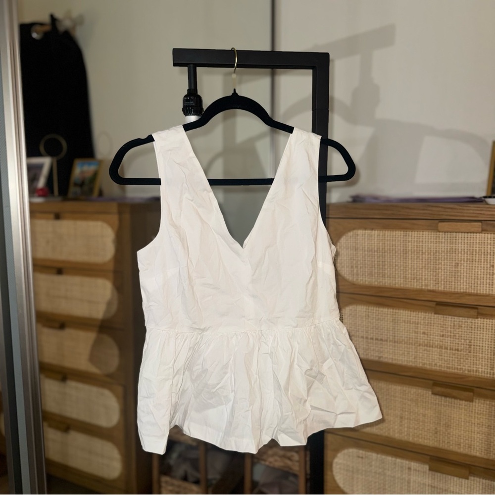 J. Crew White V-Neck Sleeveless Blouse